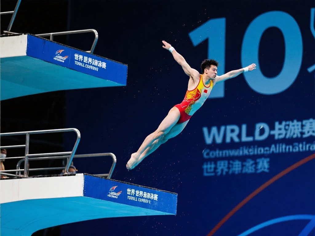 跳水世界杯男子10米台决赛朱子锋精彩瞬间